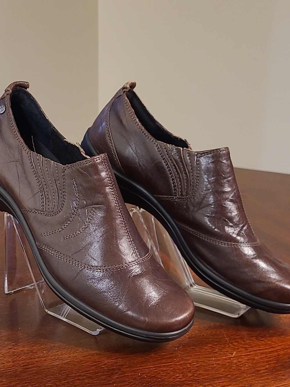 Romika Brown Leather Slip-On Loafers NWOB Brown Crinkle Comfort Shoes EU 42/11